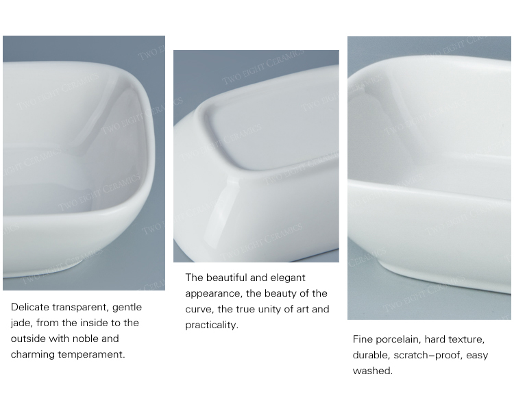 Picture of 4 inch Ceremic white serving dishes rectangle Dessert /  sushi sauce porcelain baking dish