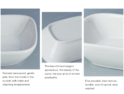 Picture of 4 inch Ceremic white serving dishes rectangle Dessert /  sushi sauce porcelain baking dish