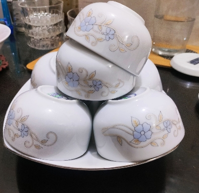 Picture of 7/5  Pcs Sweet Bowl Set Including Serving Dish , Oven Proof porcelain Ceramic  Snack Bati Set, Firni Set & bati, Soup & Firni Bati