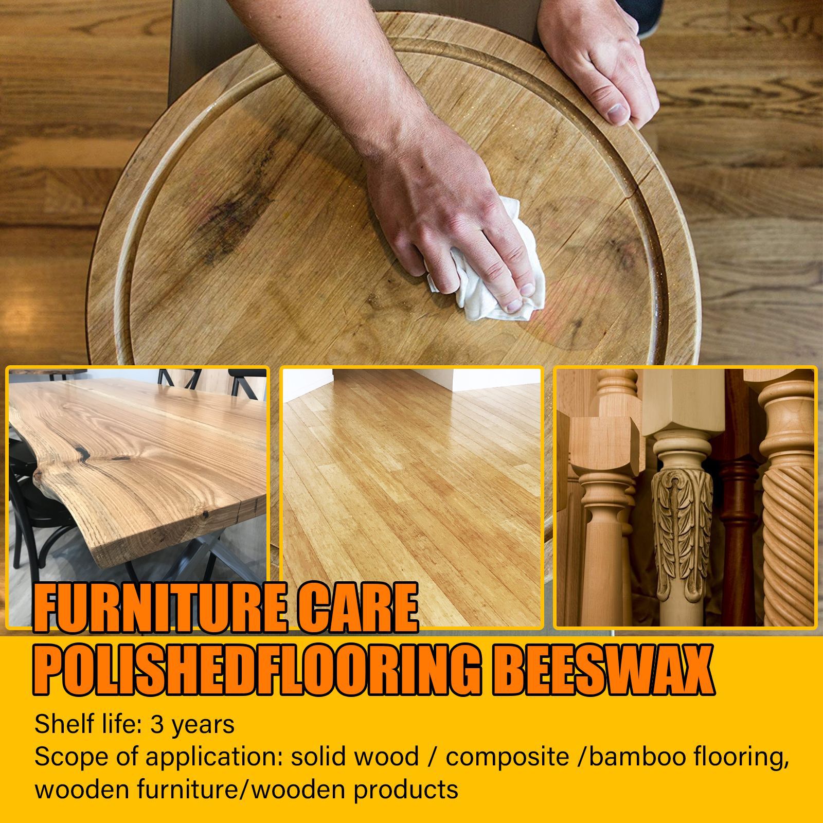 Picture of 85g Wood Care Wax Solid Wood Furniture Polishing Seasoning Beeswax Polisher Waterproof Furniture Care Maintenance Beeswax