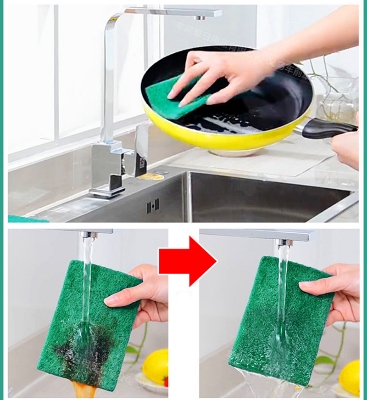 Picture of 10PCS Nylon Emery Scouring Pad, Dish Cloth, Kitchen Household Dish Washing Cloth Non-stick