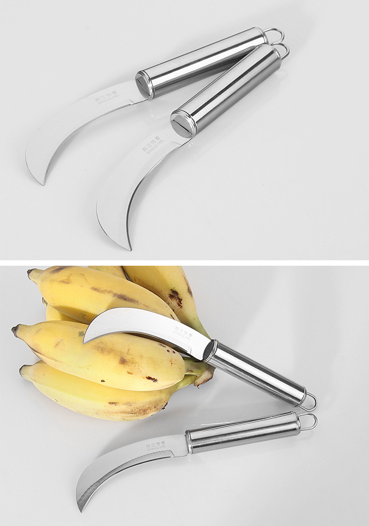 Picture of cute Stainless steel fruit pineapple  steel handle peel banana small curved blade sharp peeling melon fruit vegetable cutter