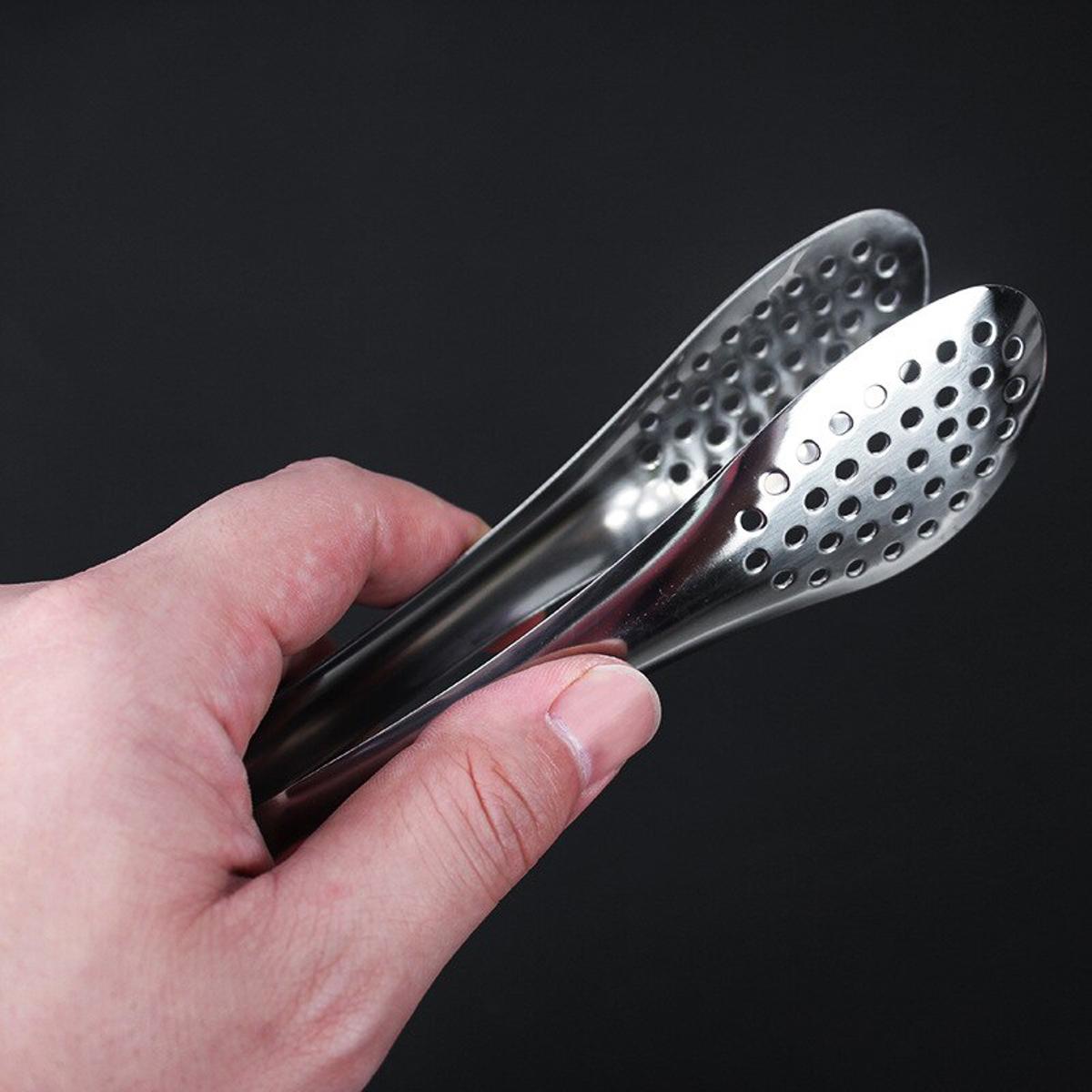 Picture of Stainless Steel Kitchen Tongs Barbecue Steak Clip Salad Bread Cooking Food Serving Clamp Restaurant Fruit Folder Bakery Tools