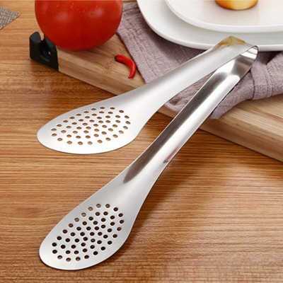 Picture of Stainless Steel Kitchen Tongs Barbecue Steak Clip Salad Bread Cooking Food Serving Clamp Restaurant Fruit Folder Bakery Tools