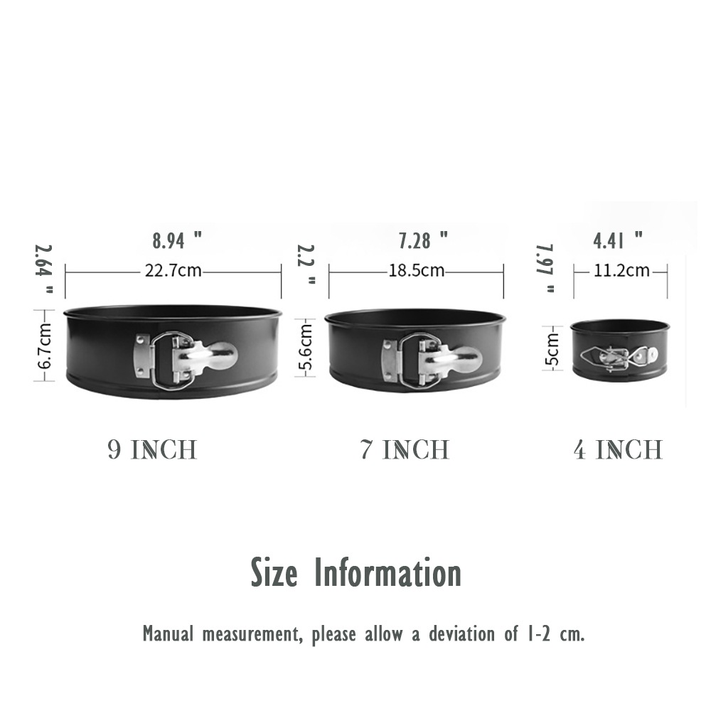 Picture of 4/7/9 Inch 3-pc suit Non-stick Bakeware, Carbon Steel Movable Bottom Lock Cake Mold, Round Baking Pan, Chiffon Baking Tool