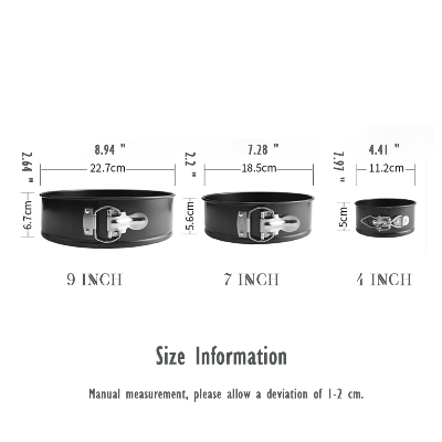Picture of 4/7/9 Inch 3-pc suit Non-stick Bakeware, Carbon Steel Movable Bottom Lock Cake Mold, Round Baking Pan, Chiffon Baking Tool