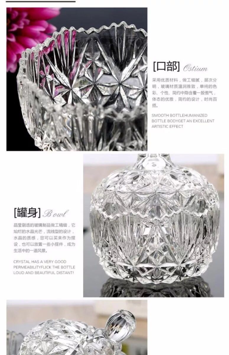 Picture of Glass Ornament Box Candy Box Transparent Tape Lid Storage Jar