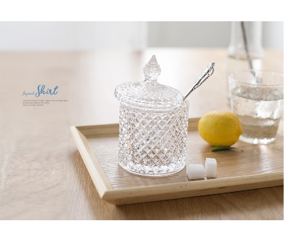 Picture of 350ml Crystal Diamond Faceted Jar with Crystal Lid,Suitable as A Candy Bow