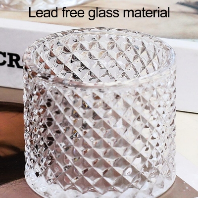 Picture of 350ml Crystal Diamond Faceted Jar with Crystal Lid,Suitable as A Candy Bow