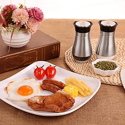 Picture of Cute Salt and Pepper Stainless Steel Glass Bottom Spice Dispenser