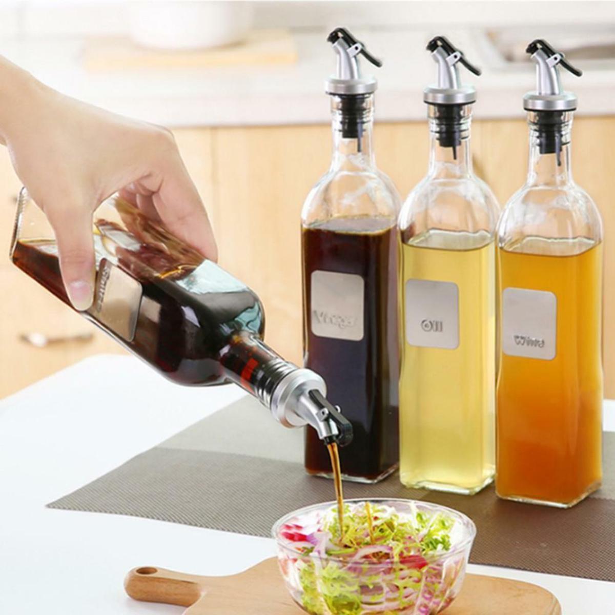 Picture of 500ml Glass Oil Dispenser Bottle for Kitchen  Leak-Proof Cork Transparent Oil Pourer and Holder