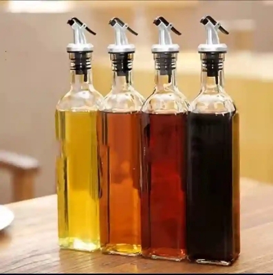 Picture of 500ml Glass Oil Dispenser Bottle for Kitchen  Leak-Proof Cork Transparent Oil Pourer and Holder