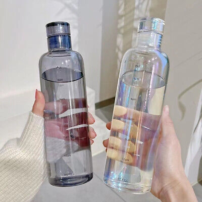 Picture of Ins Transparent Bottle 500ml  Large Capacity food grade plastic Water Bottle with Time Marker Water Drink Milk Juice Travel Cup