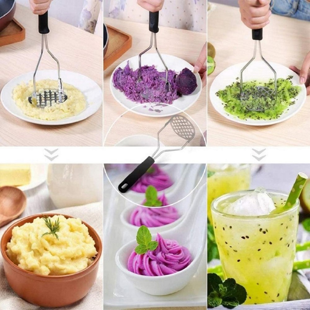 Picture of Stainless Steel Potato Masher With Broad Mashing Plate For Smooth Mashed Potatoes Fruit Vegetable Tools Press Crusher