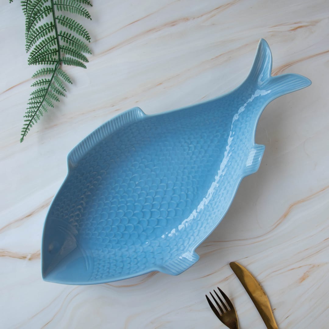 Picture of colorful ceramic fish tray dinning table ware serving dishes fish shape dish