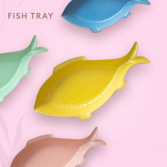 Picture of colorful ceramic fish tray dinning table ware serving dishes fish shape dish