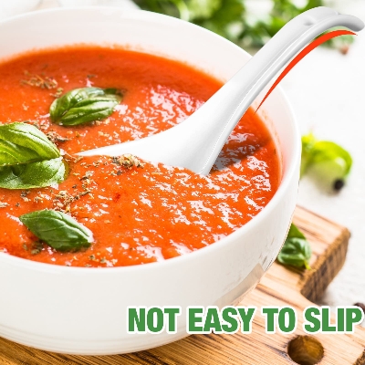 Picture of Plain White Ceramic Spoon (6 pcs) Kis Soup Spoon, Korean Chinese Rice Scoop Ice Cream Ladle, Porcelain Dinner Spoon - Minimalistic Sophistication