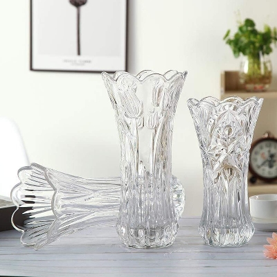 Picture of 7.5'' Inch Glass Vases For Home Decor Clear Height Glass Crystal Vases - Flower Vase