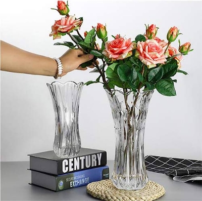 Picture of 7.5'' Inch Glass Vases For Home Decor Clear Height Glass Crystal Vases - Flower Vase