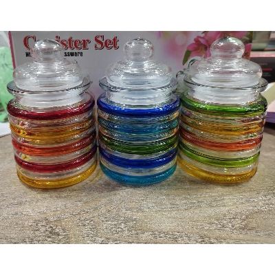 Picture of Glass Jar for 280 ml mix color rainbow  color jar 1/3 pcs set