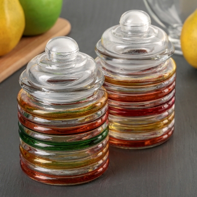 Picture of Glass Jar for 280 ml mix color rainbow  color jar 1/3 pcs set