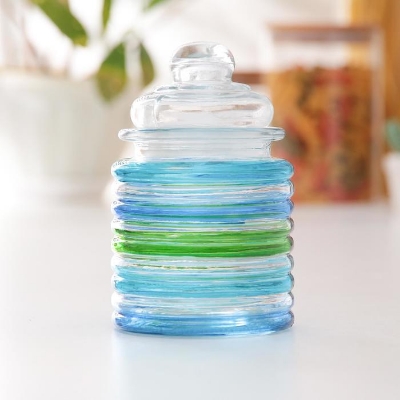 Picture of Glass Jar for 280 ml mix color rainbow  color jar 1/3 pcs set