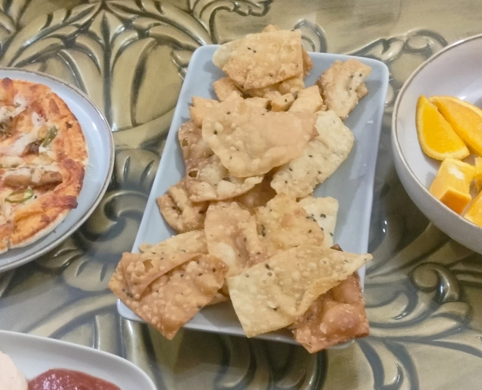 Picture of ceramic Serving Platter, 10” Rectangular Plates Serving Tray Porcelain Platters for Parties, Sushi, Dessert Microwave and Dishwasher Safe