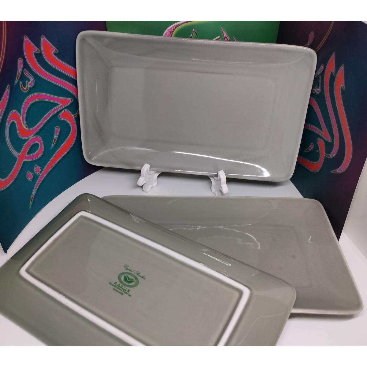 Picture of ceramic Serving Platter, 10” Rectangular Plates Serving Tray Porcelain Platters for Parties, Sushi, Dessert Microwave and Dishwasher Safe