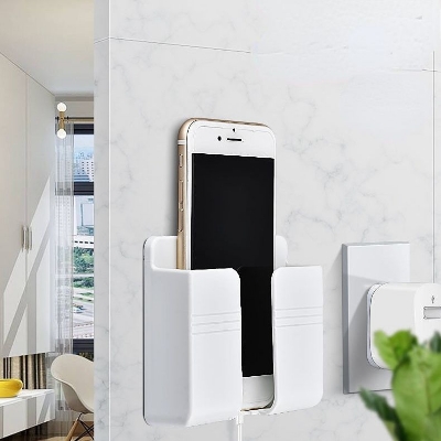 Picture of Multifunction Punch Free Wall Mounted Storage Box Organizer TV Remote Control Mobile Phone Plug Charging Holder