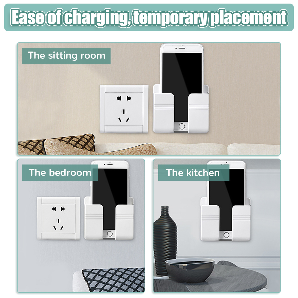 Picture of Multifunction Punch Free Wall Mounted Storage Box Organizer TV Remote Control Mobile Phone Plug Charging Holder