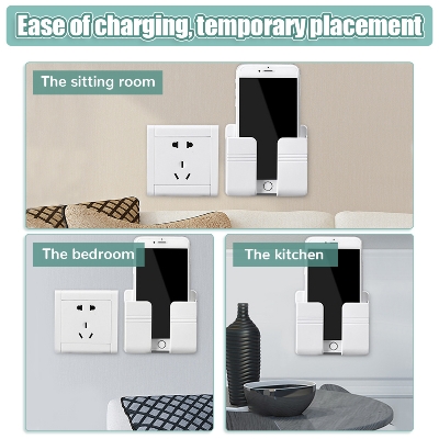 Picture of Multifunction Punch Free Wall Mounted Storage Box Organizer TV Remote Control Mobile Phone Plug Charging Holder