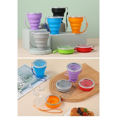 Picture of 200ml Folding Cups BPA FREE Food Grade Water Cup Travel Silicone Retractable Coloured Portable Outdoor Coffee Handcup