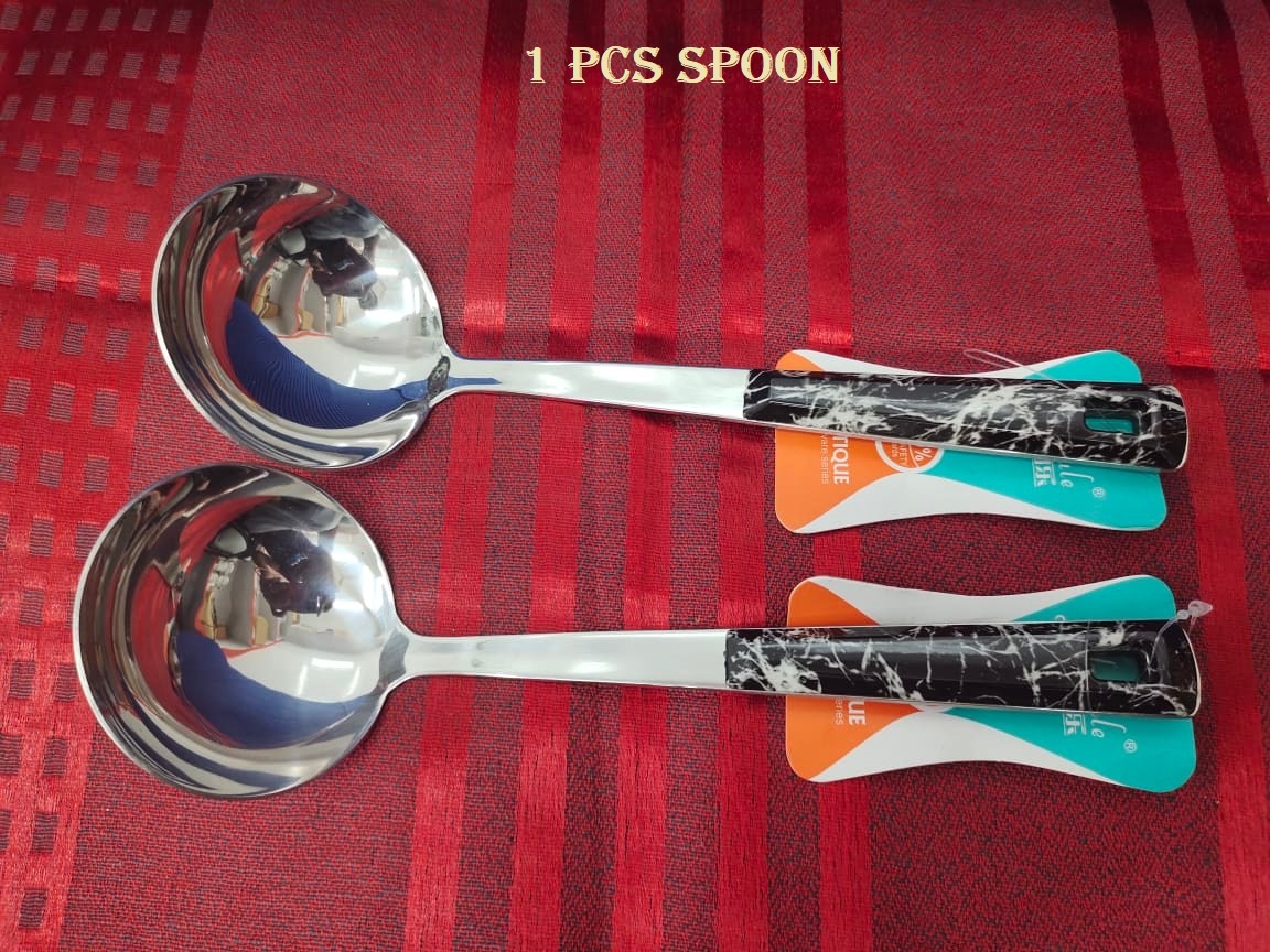 Picture of 3 Pcs Curry Spoon Set Steel and Marble Design Plastic Handle