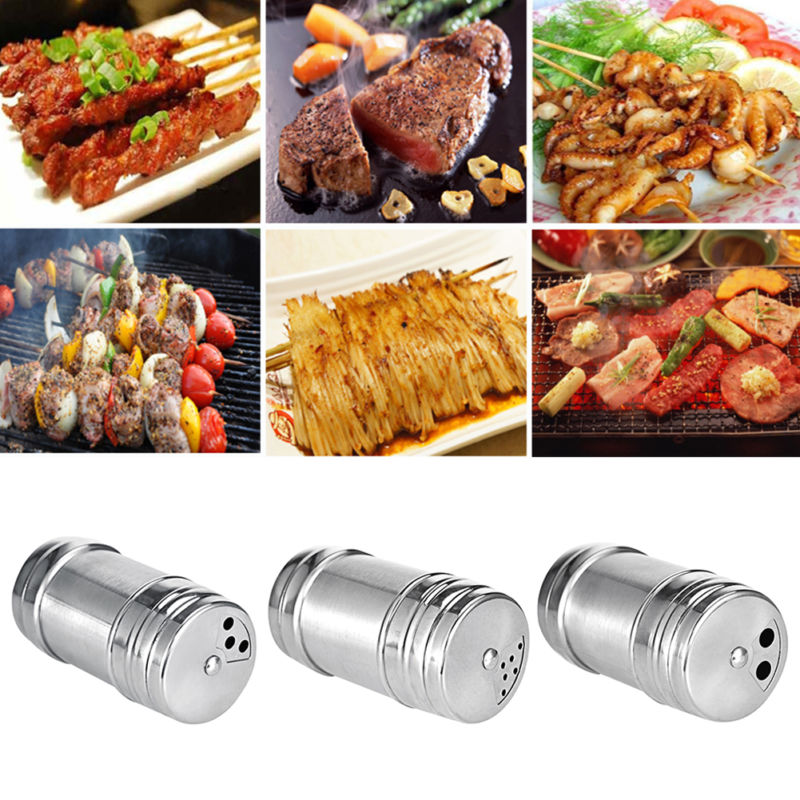 Picture of 1pcs Stainless Steel Salt Pepper Shaker Portable Home Travel Seasoning Shaker Kitchen Condiment Box Cooking Seasoning Bottle