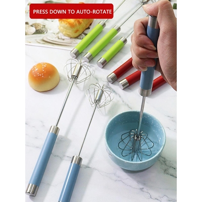 Picture of Hand Pressure Semi-automatic Egg Beater 304 Stainless Steel Kitchen Mixer Machine Whisk Manual Blender Cooking Accessory