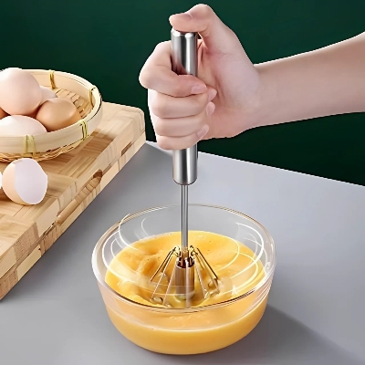 Picture of Hand Pressure Semi-automatic Egg Beater 304 Stainless Steel Kitchen Mixer Machine Whisk Manual Blender Cooking Accessory