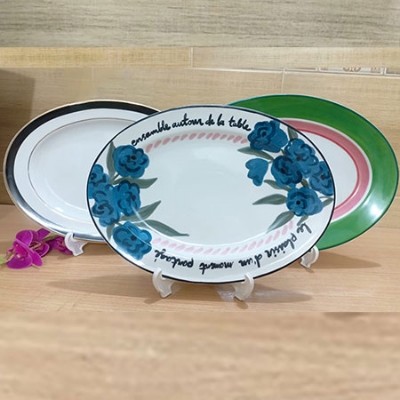 Picture of 12 inch Ceramic  Rice dish Fish Plate,  Oval Long Plate, Restaurant Hotel, Egg Plate, Home Decoration Dish Dan-shaped Plate Ceramic fish plate Home kitchen Serving Dishes Tableware Simple Oval colorfull Fish Special Plate