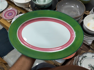 Picture of 12 inch Ceramic  Rice dish Fish Plate,  Oval Long Plate, Restaurant Hotel, Egg Plate, Home Decoration Dish Dan-shaped Plate Ceramic fish plate Home kitchen Serving Dishes Tableware Simple Oval colorfull Fish Special Plate