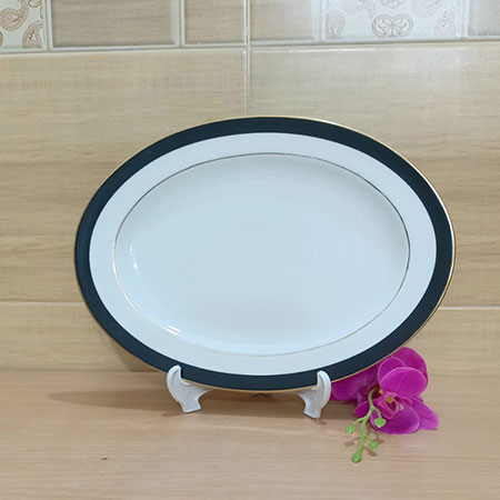Picture of 12 inch Ceramic  Rice dish Fish Plate,  Oval Long Plate, Restaurant Hotel, Egg Plate, Home Decoration Dish Dan-shaped Plate Ceramic fish plate Home kitchen Serving Dishes Tableware Simple Oval colorfull Fish Special Plate
