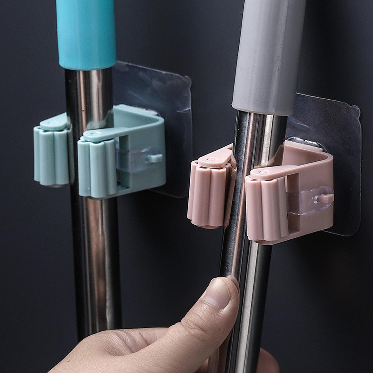 Picture of 1PCS Home Storage Rack Bathroom Suction Hanging Pipe Traceless Hooks Wall Mounted Mop Organizer Holder Waterproof Broom Hanger