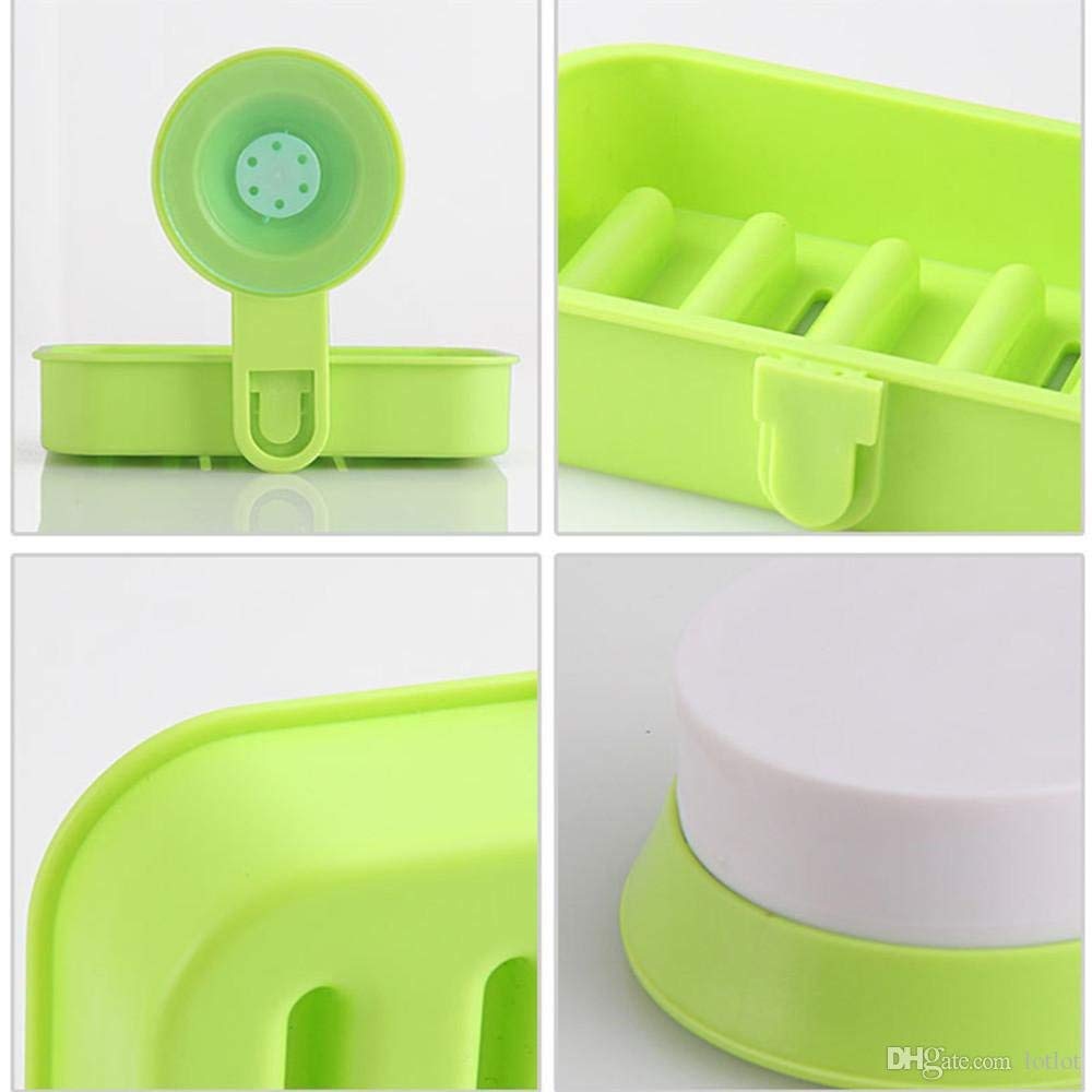 Picture of Plastic Vacuum Suction Shelf Wall Mounted Plastic Storage Rack Suction Bathroom Shelf Washroom Kitchen Toilets Shower Shampoo Storage Holder