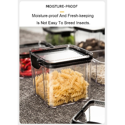 Picture of 950ml Clear Food Storage Box Storage Jars with Lid Airtight Container Plastic Kitchen and Pantry Organization Canisters