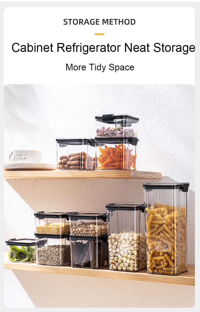 Picture of 1650ml Kitchen Sealed Jar Set Plastic Food Storage Box Multigrain Dried Fruit Tea Food Storage Containers With Lid Fridge Storage Tank