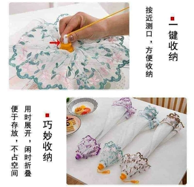 Picture of extra large Folding Food Cover  Pop-Up Food Mesh Cover  Tent Dome Net Umbrella  Anti Fly Mosquito Umbrella Kitchen Gadgets