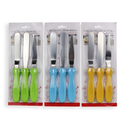 Picture of Butter Cake Cream Knife Spatula for Cake Bread 3pcs/set Stainless Steel Smoother Icing Frosting Spreader Fondant Pastry Cake