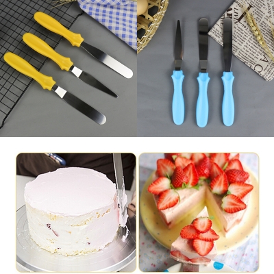 Picture of Butter Cake Cream Knife Spatula for Cake Bread 3pcs/set Stainless Steel Smoother Icing Frosting Spreader Fondant Pastry Cake