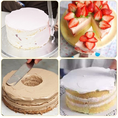 Picture of Butter Cake Cream Knife Spatula for Cake Bread 3pcs/set Stainless Steel Smoother Icing Frosting Spreader Fondant Pastry Cake