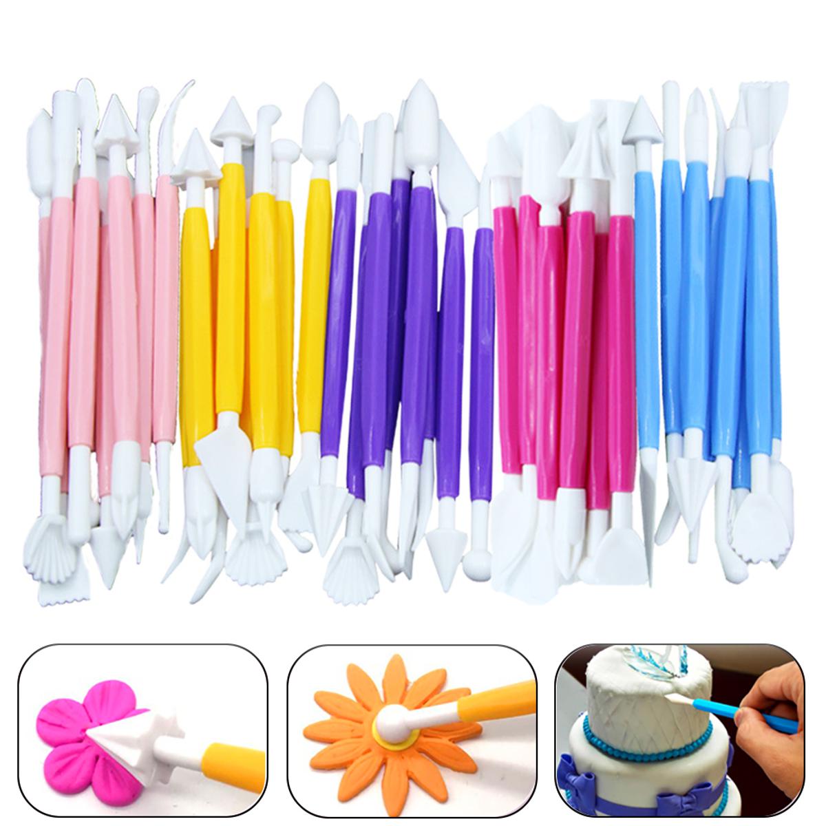Picture of 8Pcs/Set Sugarcraft Cake Decorating Pen, Many Shape Mixed Modeling Plunger Cutter, Fondant Cookie Sculpture Baking Tool - Cake Decoration Tools