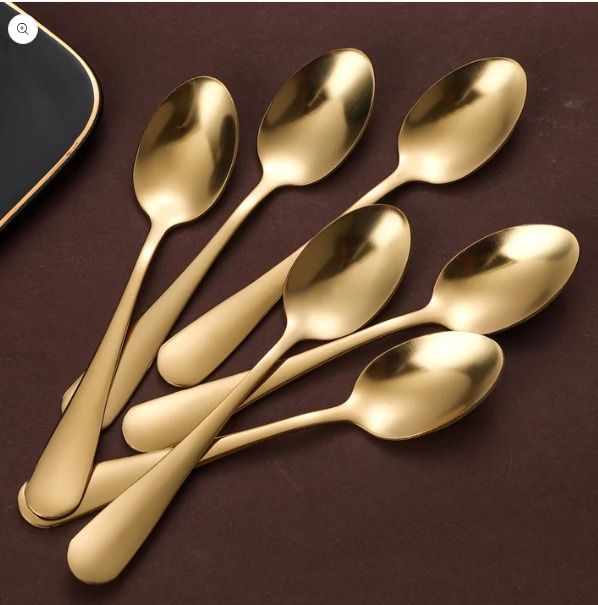 Picture of cha-camoch Stainless Steel Tea Spoon Set/SS Spoon With Ceramic Design Plastic Handel (6 pcs set)