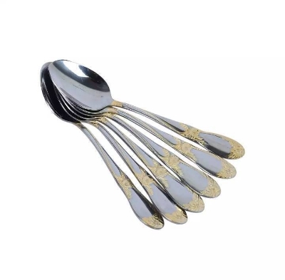 Picture of cha-camoch Stainless Steel Tea Spoon Set/SS Spoon With Ceramic Design Plastic Handel (6 pcs set)